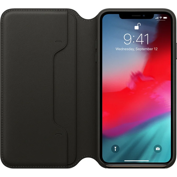 Apple MRX22ZM/A Leder Folio, geeignet für Apple iPhone Xs Max, Book-Style Case, schwarz – Bild 3