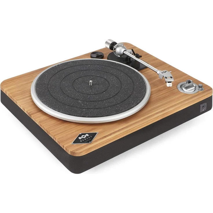 House of Marley Stir It Up Wireless Turntable Plattenspieler, Nachhaltig gefertigter Bambus Record player, Bluetooth, recycelter Rewind Stoff, USB zu PC-MAC Aufnahme, Staubschutz, bambus-schwarz – Bild 1