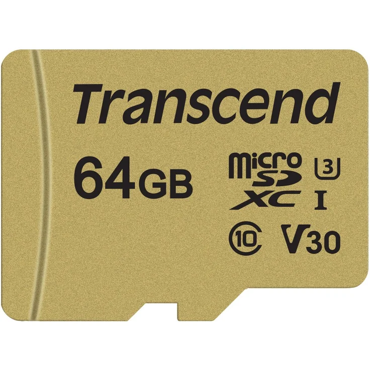 Transcend Ultra-Highspeed 64GB  micro SDXC-SDHC Speicherkarte (für Action-Cams - Dashcams und Drohnen) - 4K, U3, V30, UHS-I TS64GUSD500S – Bild 1