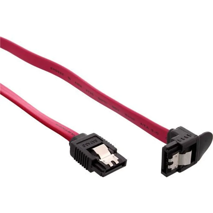 InLine SATA 6Gb/s Kabel - Serial ATA 600 - mit Lasche - gewinkelt - 0,75m - rot (27307W)