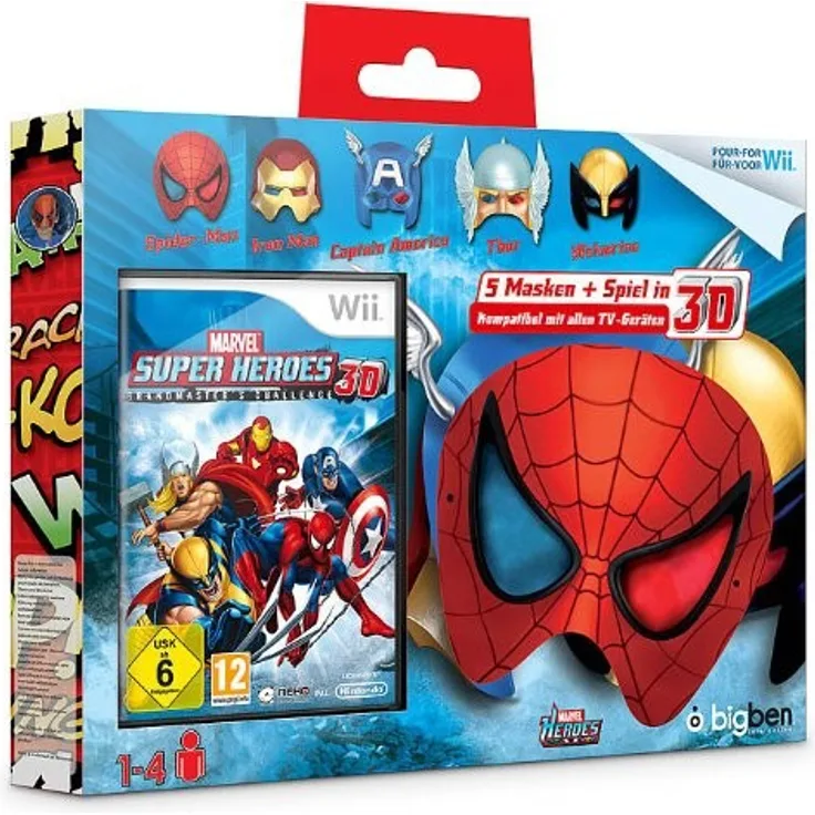 Marvel Super Heroes 3D - Grandmasters Challenge inkl. 5 Spider-Man 3D-Masken (Wii)