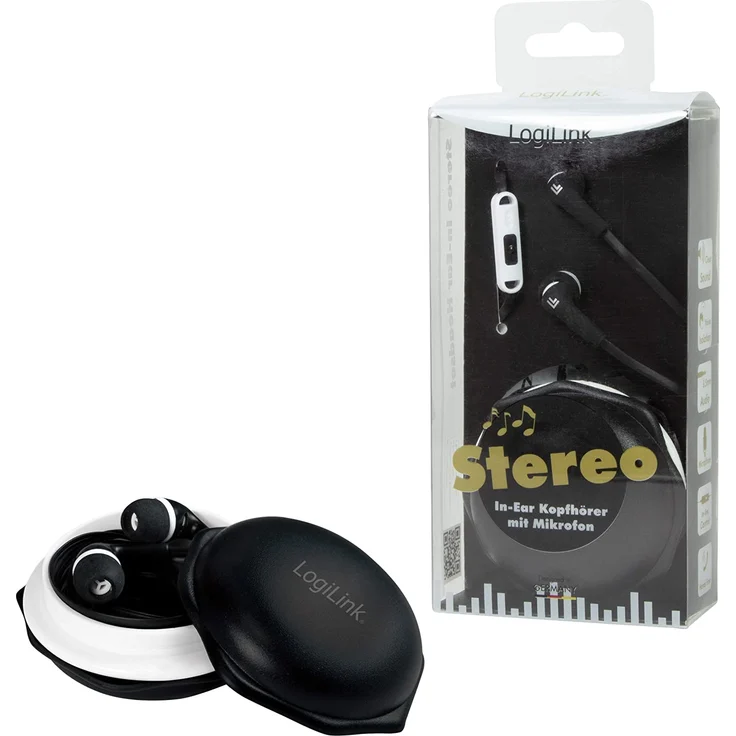 LogiLink Stereo In-Ear Kopfhörer, mit Mikrofon, Noise Cancelling, schwarz, weiß – Bild 6