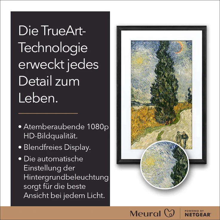 MEURAL Canvas II MC321LW Smart Art Digitale HD-Leinwand 41 x 61 cm (Heller Holzrahmen, 21,5 Zoll, Gemälde und Fotografien werden in naturgetreuen Details wiedergegegeben, WLAN mit App, von Netgear) – Bild 5