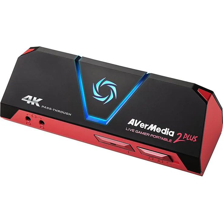 AVerMedia Live Gamer Portable 2 Plus, 4K Pass-Through, 1080p60 USB-Spieleerfassung, Niedrigste Latenzzeit, Aufnahme, Stream, Plug & Play, Party Chat für Xbox, Playstation, Switch (GC513)