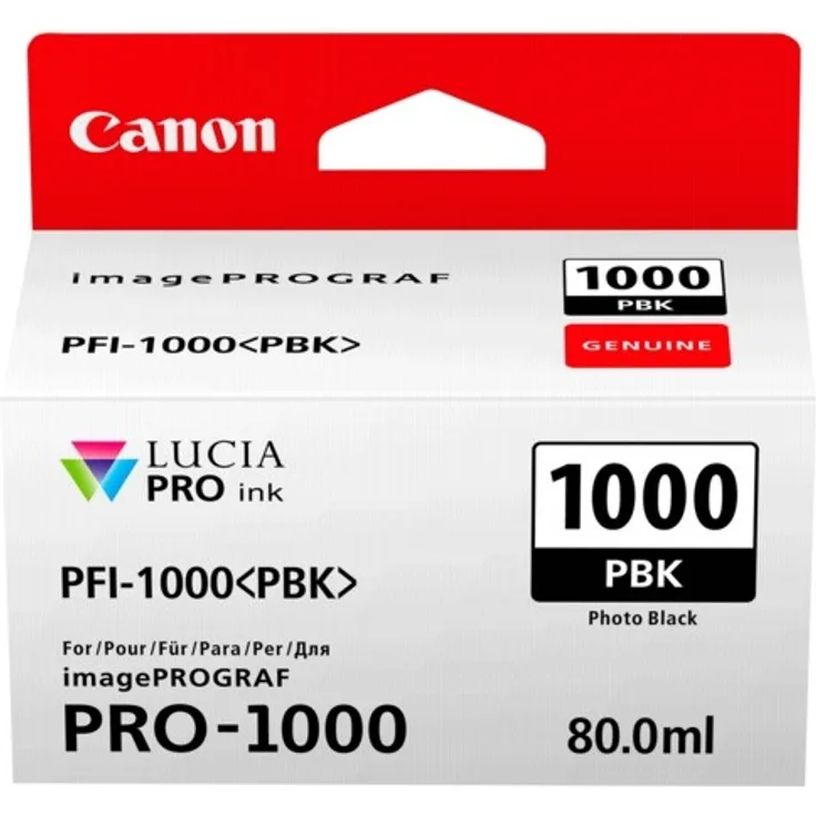 Canon PFI-1000 Bk original Tintenpatrone Schwarz para Impresora Fotográfica PRO-1000