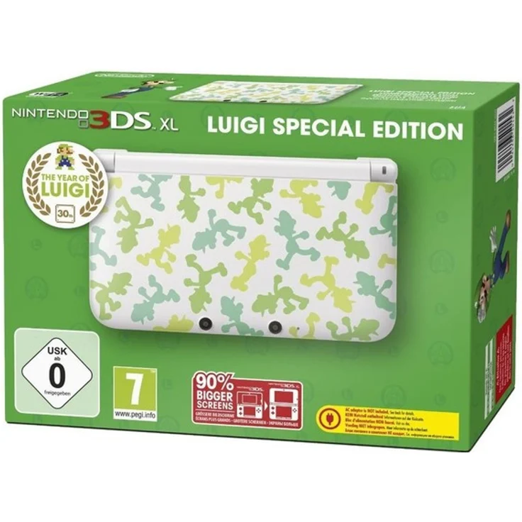 Nintendo 3DS XL Luigi Special Edition Weiß Grün 256MB & 4GB Speicherkarte – Bild 1