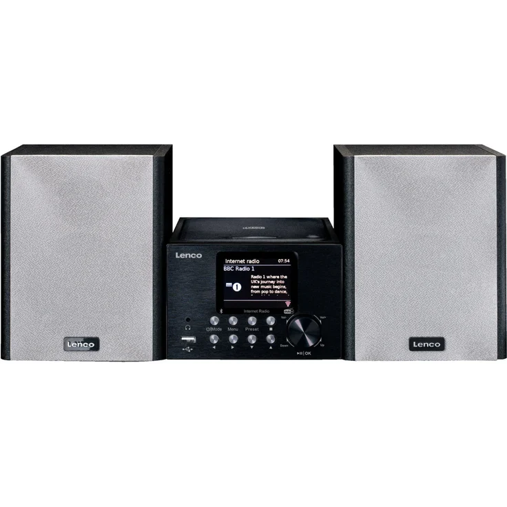 Lenco MC-250 Kompaktanlage mit WLAN Internetradio DAB+, FM Radio, CD-MP3 Player, App Steuerung via Undok Schwarz – Bild 1