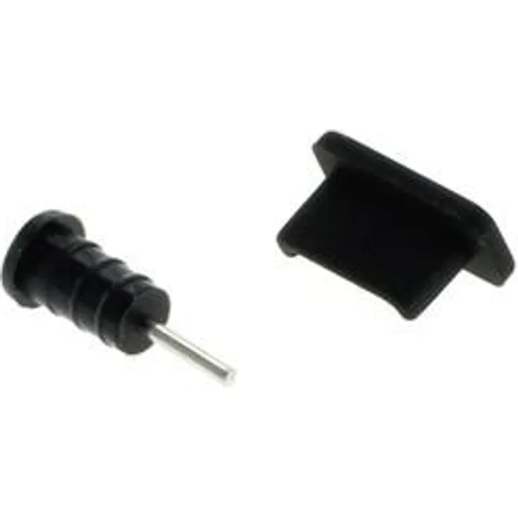 OTB Staubschutz-Kappen Set, geeignet für USB Type C (USB-C) und Kopfhörer-Anschluss, schwarz