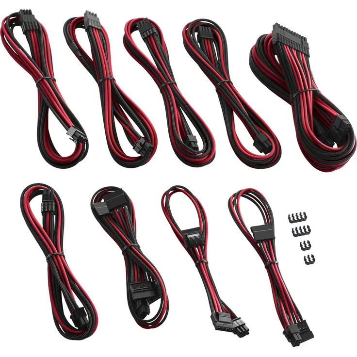 CableMod PRO Series ModMesh C-Series AXi, HXi & RM Cable Kit - Stromkabelkit - geformt - Schwarz / Rot (CM-PCSI-FKIT-NKKR-R)