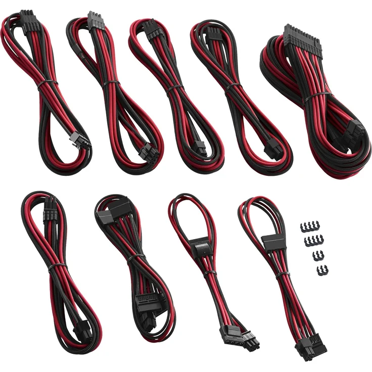 CableMod PRO Series ModMesh C-Series AXi, HXi & RM Cable Kit - Stromkabelkit - geformt - Schwarz / Rot (CM-PCSI-FKIT-NKKR-R) – Bild 1
