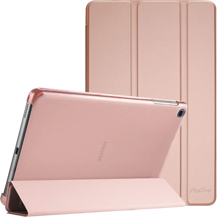 ProCase Galaxy Tab A 10.1 2019 Hülle (T510 T515 T517), Ultra Dünn Leicht Smart Case, Leichte Stand Schutzhülle Shell mit Translucent Frosted Rückhülle -Roségold