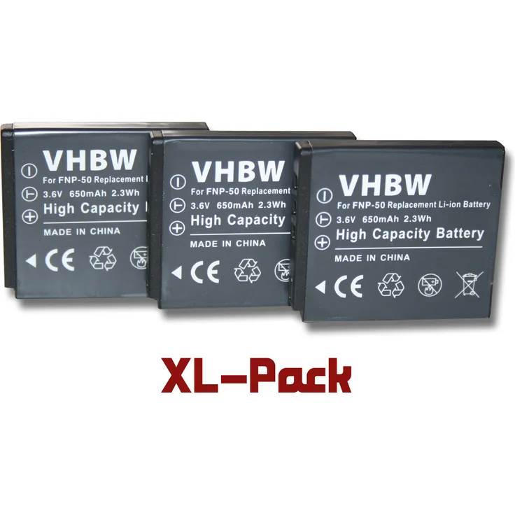 3x vhbw Kamera Akku SET für PENTAX Optio, S10, S12, VS20 wie Pentax D-Li68, D-Li122.