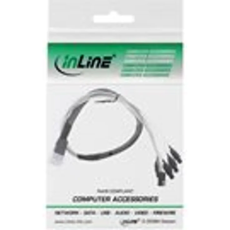 InLine - SATA- / SAS-Kabel - mit Sidebands - gerade durchgeführt - 4-Lane - 36-polig 4x Mini SAS HD (SFF-8643) - 7-poliges SATA, Seitenband - 50cm - Schwarz (27630A)