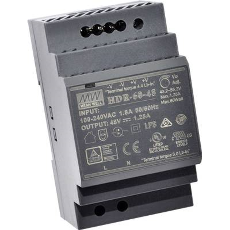 Mean Well HDR-60-48 Hutschienen-Netzteil (DIN-Rail) 48 V/DC 1.25 A 60 W 1 x (HDR-60-48)