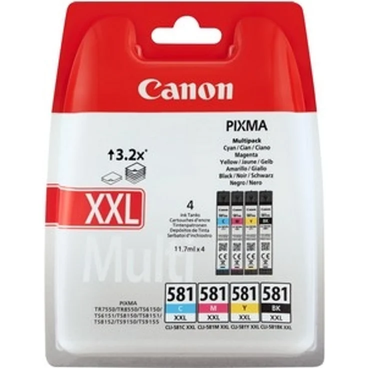 Canon CLI 581 4 original Tintenpatrone Multipack BK-C-M-Y für Pixma Drucker PIXMA TR7550 TR8550 TS6150 TS6151 TS8150 TS8151 TS8152 TS9150 TS9155 TS6250 TS6251 TS8250 TS8251 TS8252 TS9550 – Bild 1