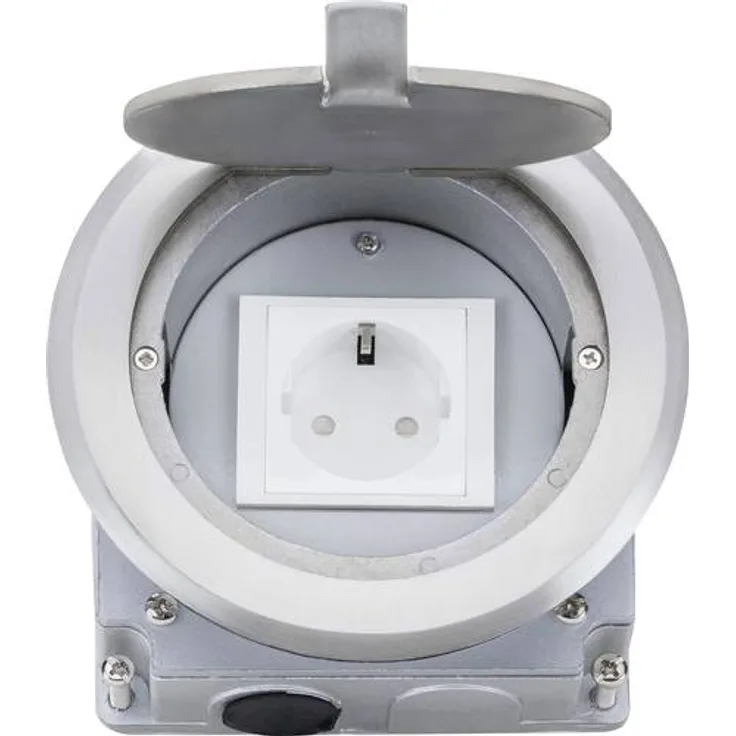 LEDmaxx 105628 1fach Fußboden-Einbausteckdose erhöhter Berührungsschutz IP20 Aluminium