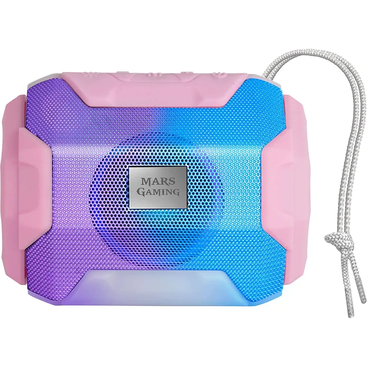 Mars Gaming MSBAX RGB Bluetooth-Lautsprecher mit FM-Radio, Lichteffekt, Kartenleser, rosa