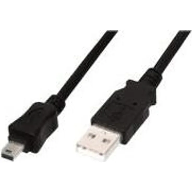 Assmann/Digitus USB 2.0 CONNECTION CABLE A-B USB 2.0 Connection Cable, 480Mbit/s, USB A - USB mini B, St/St, 1.8m, Schwarz (AK-300130-018-S)
