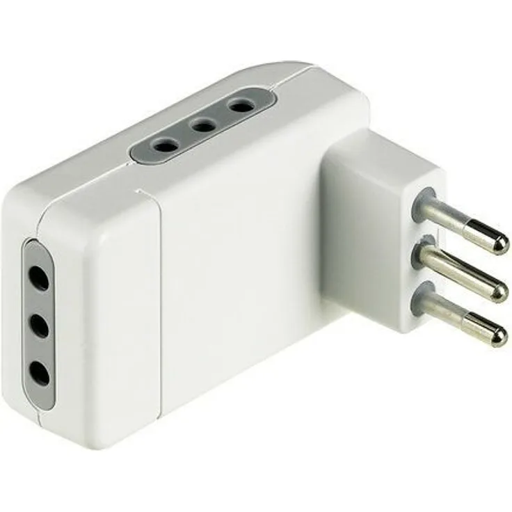Adapter Bticino platzsparend Corner 3 steckdosen 10A und stecker 10A weiß S3605DE