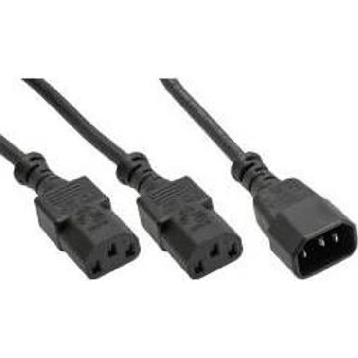 InLine 16657K Netz-Y-Kabel, Kaltgeräte, 1x IEC-C14 auf 2x IEC-C13, 3m – Bild 1