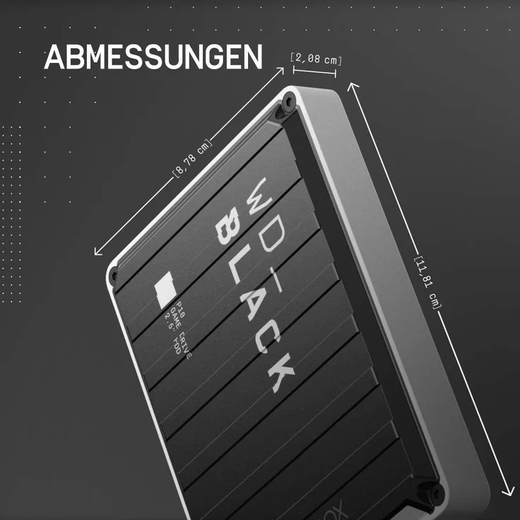 WD_BLACK P10 Game Drive WDBA2W0020BBK - Festplatte - 2 TB - extern (tragbar) - USB 3.2 Gen 1 - Schwarz (WDBA2W0020BBK-WESN) – Bild 2