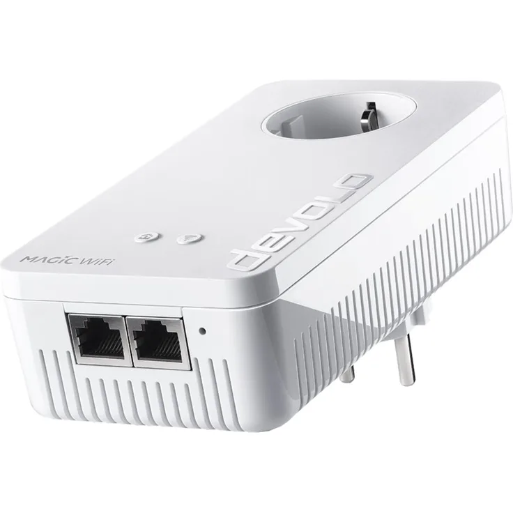 devolo Magic 1 Wifi: Ideal für Home Office und Streaming, starker Powerline-Erweiterungs Adapter mit WLAN-Funktion, bis 1200 Mbit-s, 2x Fast Ethernet LAN-Anschluss, integrierte Steckdose