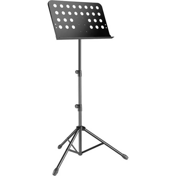 ah Stands SMS11PRO Notenpult für den Einsatz in Bands, Orchestern oder auf der Bühne (Lochblech, kompakt und leicht, 2-fach ausziehbar, inklusive Tasche), schwarz