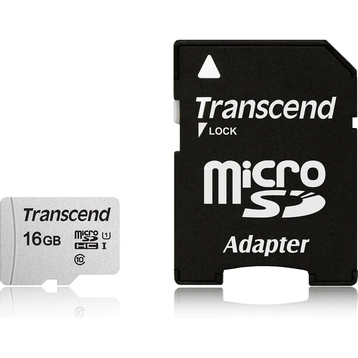 Transcend Highspeed 16GB  micro SDXC-SDHC Speicherkarte (für Smartphones, etc. und Digitalkameras) - Class 10, UHS-I TS16GUSD300S-A (mit Adapter)
