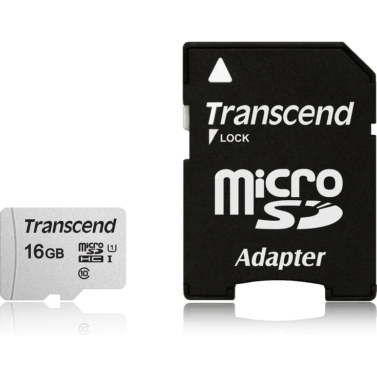 Transcend Highspeed 16GB  micro SDXC-SDHC Speicherkarte (für Smartphones, etc. und Digitalkameras) - Class 10, UHS-I TS16GUSD300S-A (mit Adapter) – Bild 1
