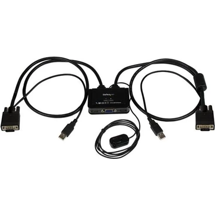 StarTech 2 Port VGA USB KVM Switch Kabel - VGA KVM Umschalter USB Powered mit Fernumschaltung (SV211USB)
