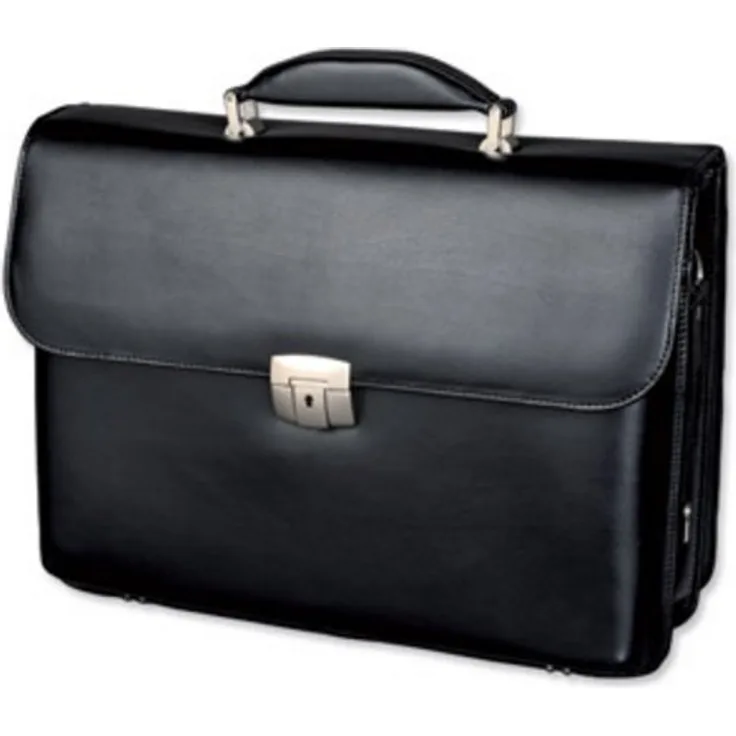 Alassio 47011 - Aktentasche FAENZA, aus echtem Leder, ca. 41 x 32,5 x 12 cm, schwarz