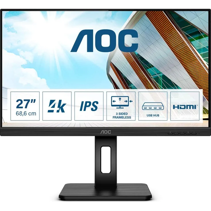 AOC U27P2 - 27 Zoll, 4k Ultra HD (3840 x 2160 Pixel), IPS-Panel, 60Hz, 4ms, 350cd/m² (U27P2) – Bild 1