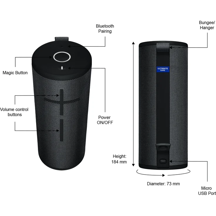 Ultimate Ears Boom 3 Bluetooth-Lautsprecher mit Radio, Webradio, wasserdicht, Schwarz – Bild 5