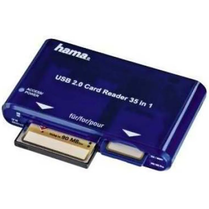 Hama Kartenleser USB 2.0 - 35-in-1 (Kartenlesegerät, Card Reader SD-SDHC-SDXC, CF, microSD-SDHC-SDXC, USB 2.0) blau