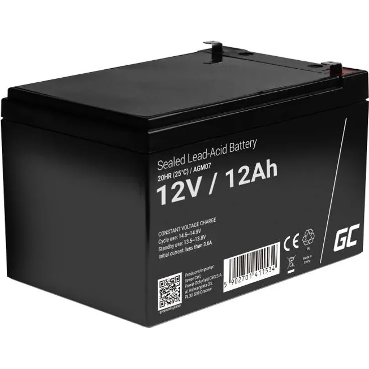 Green Cell AGM07 Bleiakku 12V 12Ah Blei-Vlies (AGM) (B x H x T) 151 x 95 x 98mm Flachstecker 6.35mm Zyklenfest, Wartungsfrei