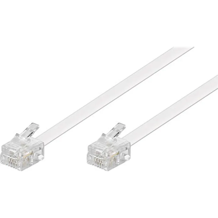 Goobay 93063 Modularanschlusskabel 10 Meter, Weiß - RJ11-RJ14-Stecker (6P4C) auf RJ11-RJ14-Stecker (6P4C)