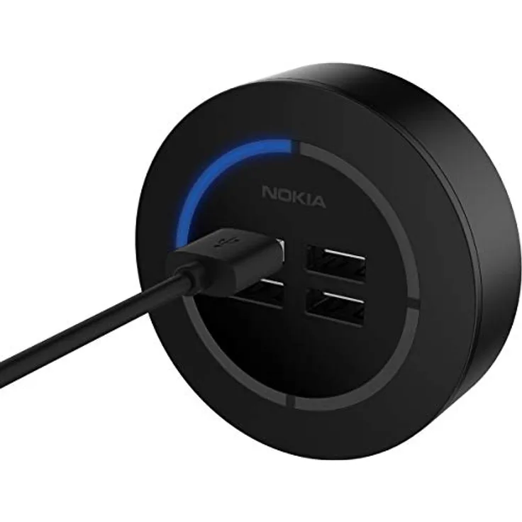 Original Nokia 8P00000048 4-Port Ladegerät 'AC-301' mit 4 LEDs Schwarz