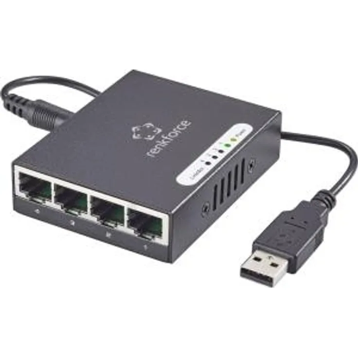 renkforce Netzwerk Switch RJ45 mit USB-Stromversorgung 4 Port 1 Gbit/s (1423415)