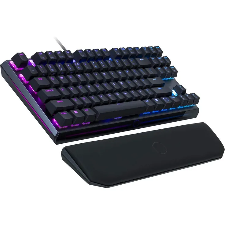 Cooler Master | MK730 Mechanische RGB Gaming-Tastatur kompakt ohne NumPad Cherry MX Red Switches mit gepolsterter Handballenauflage Englisch QWERTY