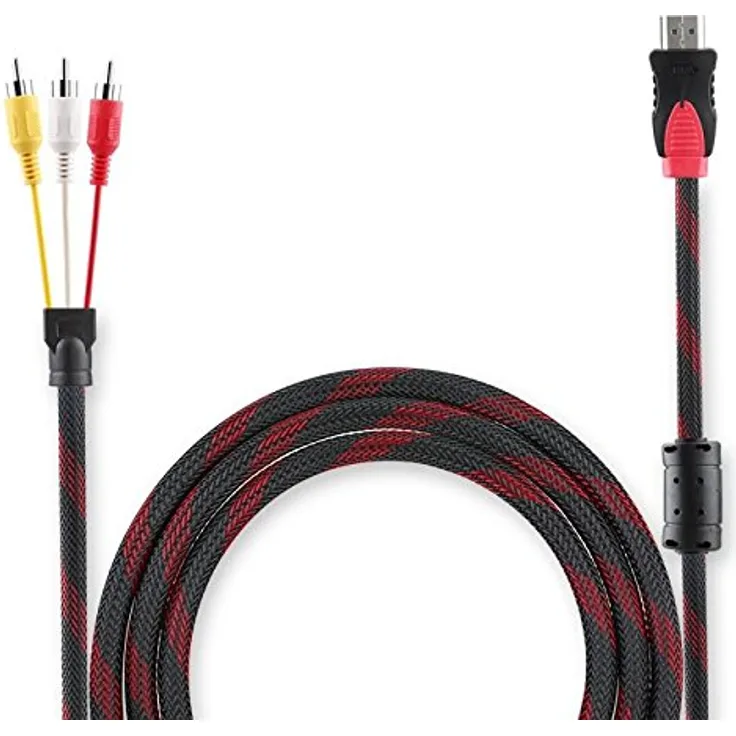MMOBIEL HDMI zu 3RCA Audio Video AV Kabel High Definition Konverter Umwandler Adapter Male M/M für HDTV DVD Player 1,5 Meter