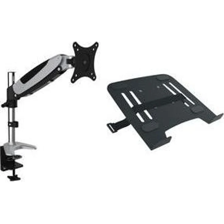 DIGITUS Monitor-Halterung - Klemme & Gasdruckfeder - 1 Monitor - Bis 27 Zoll - Bis 1x 8 kg - VESA 75 & 100 - Silber – Bild 1