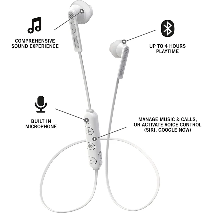 Urbanista Berlin In-Ear Kopfhörer, mit Bluetooth, Mikrofon, weiß – Bild 3