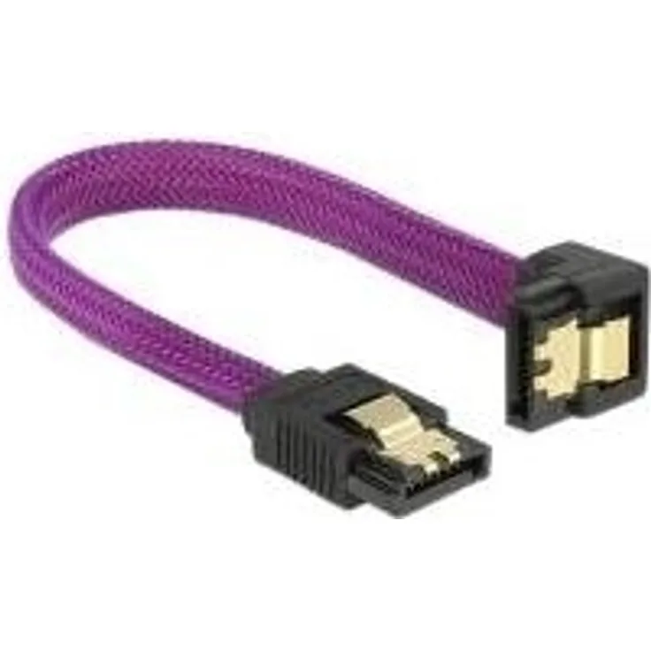DeLOCK Premium - SATA-Kabel - Serial ATA 150/300/600 - 7-poliges SATA (M) - 7-poliges SATA (M) - 10cm - 90-Grad-Anschluss, verriegelt - Violett (83693)