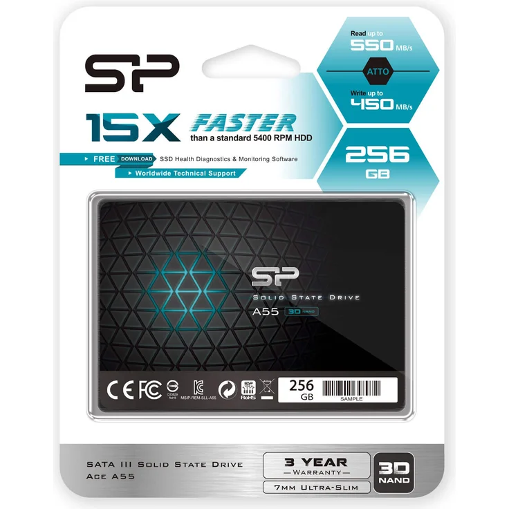 SILICON POWER A55 - Solid-State-Disk - 256 GB - intern - 2.5 Zoll (6.4 cm) - SATA 6Gb/s (SP256GBSS3A55S25) – Bild 2