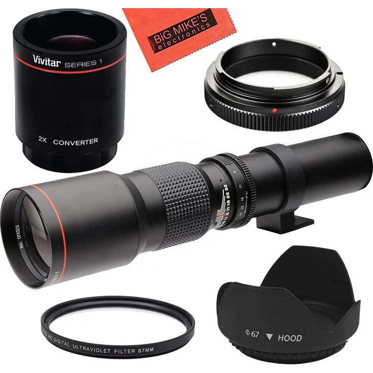BIG High-Power 500 mm/1000 mm F/8 manuelle Tele Objektiv für Sony A7R, A7S, A7, A6500, A6300, A6000, a5100, A5000, A3000, NEX-7, NEX-6, 5T, NEX-5 N, NEX-5R, 3 N und andere E-Mount Digital spiegellose Kameras
