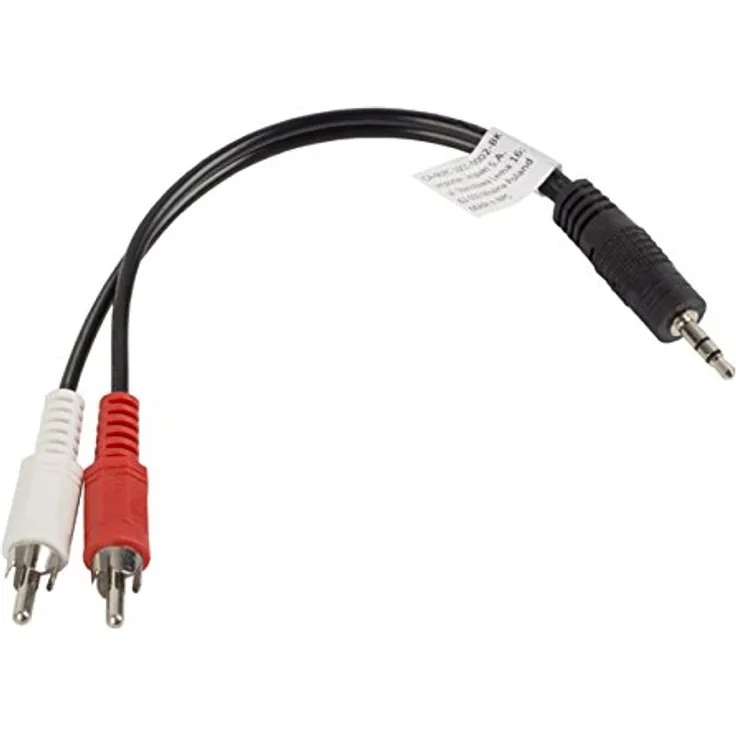 lanberg CA-MJRC-10CC-0002-BK Klinkenstecker auf 2X RCA Stecker Stereo-Audiokabel, 0,2m schwarz