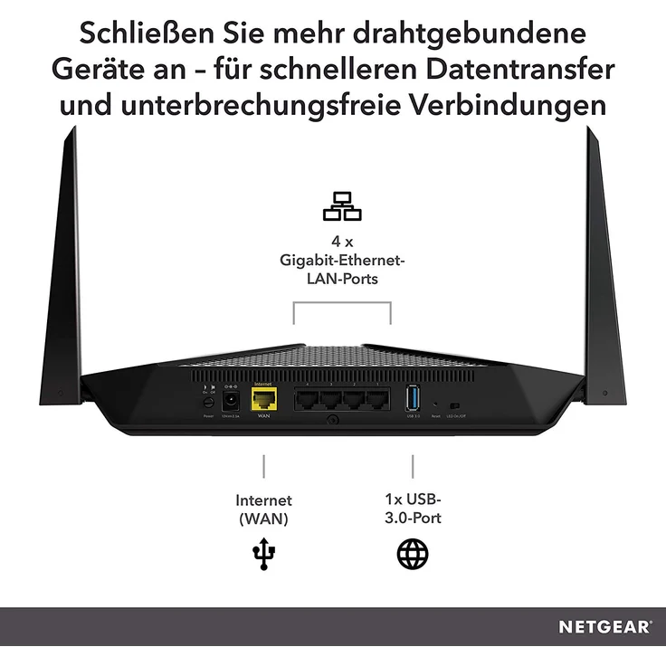 Netgear Nighthawk RAX40 WiFi 6 WLAN Router AX3000 (4-Stream AX4 mit bis zu 3 GBit-s, Abdeckung für mittlere Häuser und Wohnungen bis 100 m², kompatibel mit iPhone 11 und Samsung S20) – Bild 4