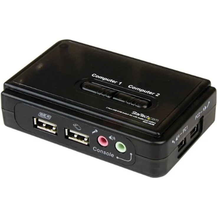 StarTech.com 2 Port USB KVM Switch Kit mit Audio und Kabeln, 2-fach USB VGA Desktop Umschalter inkl. Kabel