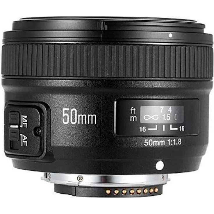 Yongnuo YN50 mm Nikon – Objektiv für Kameras DSLR (F-1.8, 58 mm, AF-MF), Schwarz