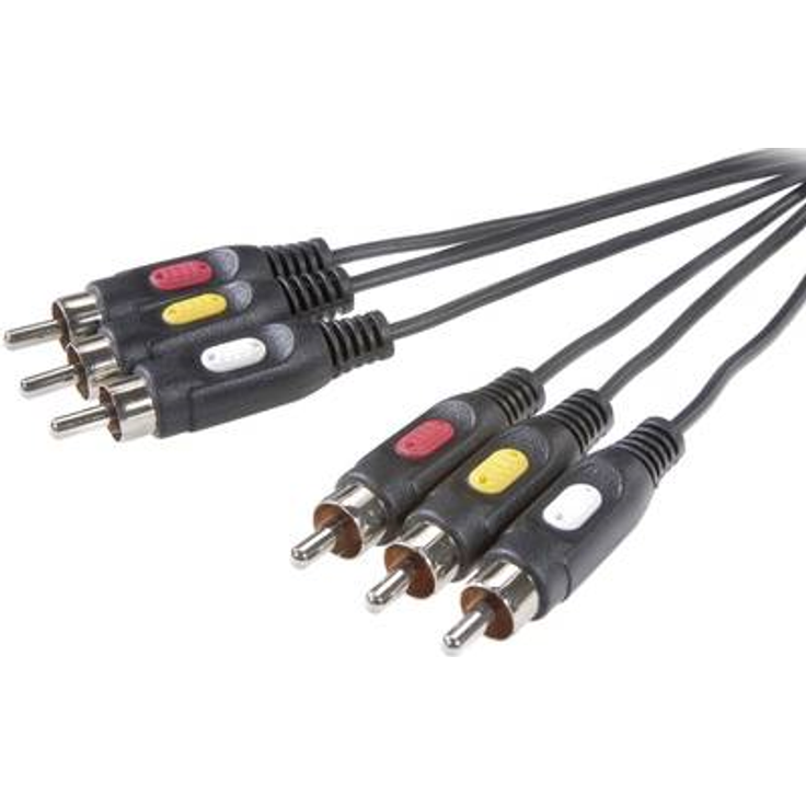 SpeaKa Professional Composite Cinch AV Anschlusskabel [3x Cinch-Stecker - 3x Cinch-Stecker] 10 m Schwarz (SP-7869868)